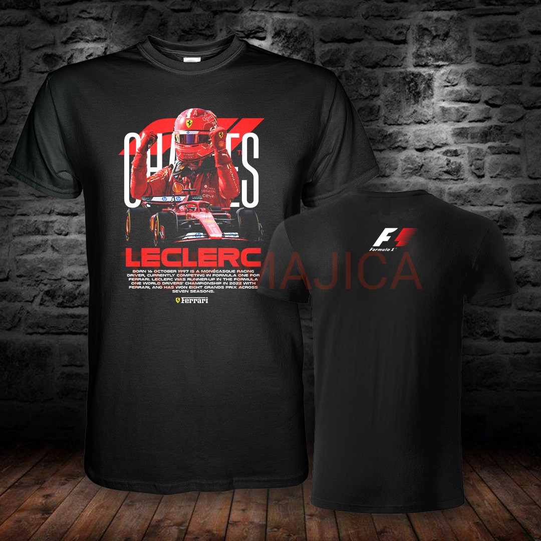 Charles Leclerc majica formula 1 crna obostrano Charles Leclerc blk - Formula 1 Charles Leclerc majica formula 1 crna obostrano
