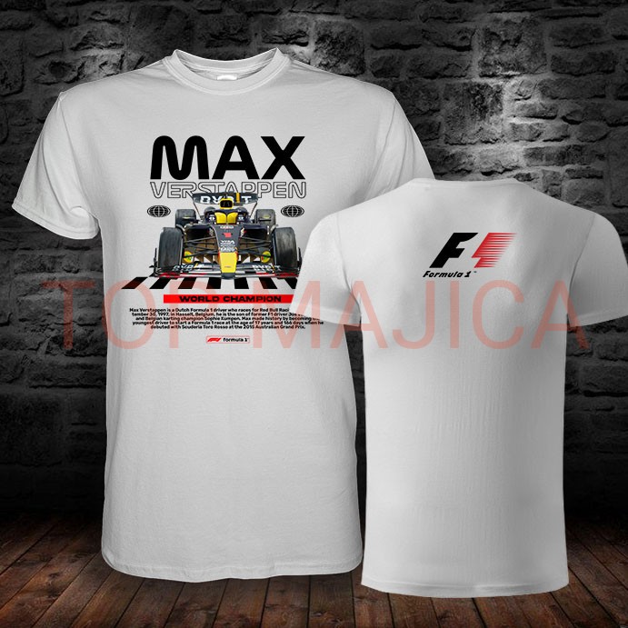 Max Verstappen – Formula 1 – Model 2 – Majica bela Max verstappen F1 champ bela obostrano