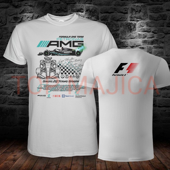 Mercedes AMG Petronas – Formula 1 – Model 1 – Majica bela Mercedes AMG Petronas obostrano majica