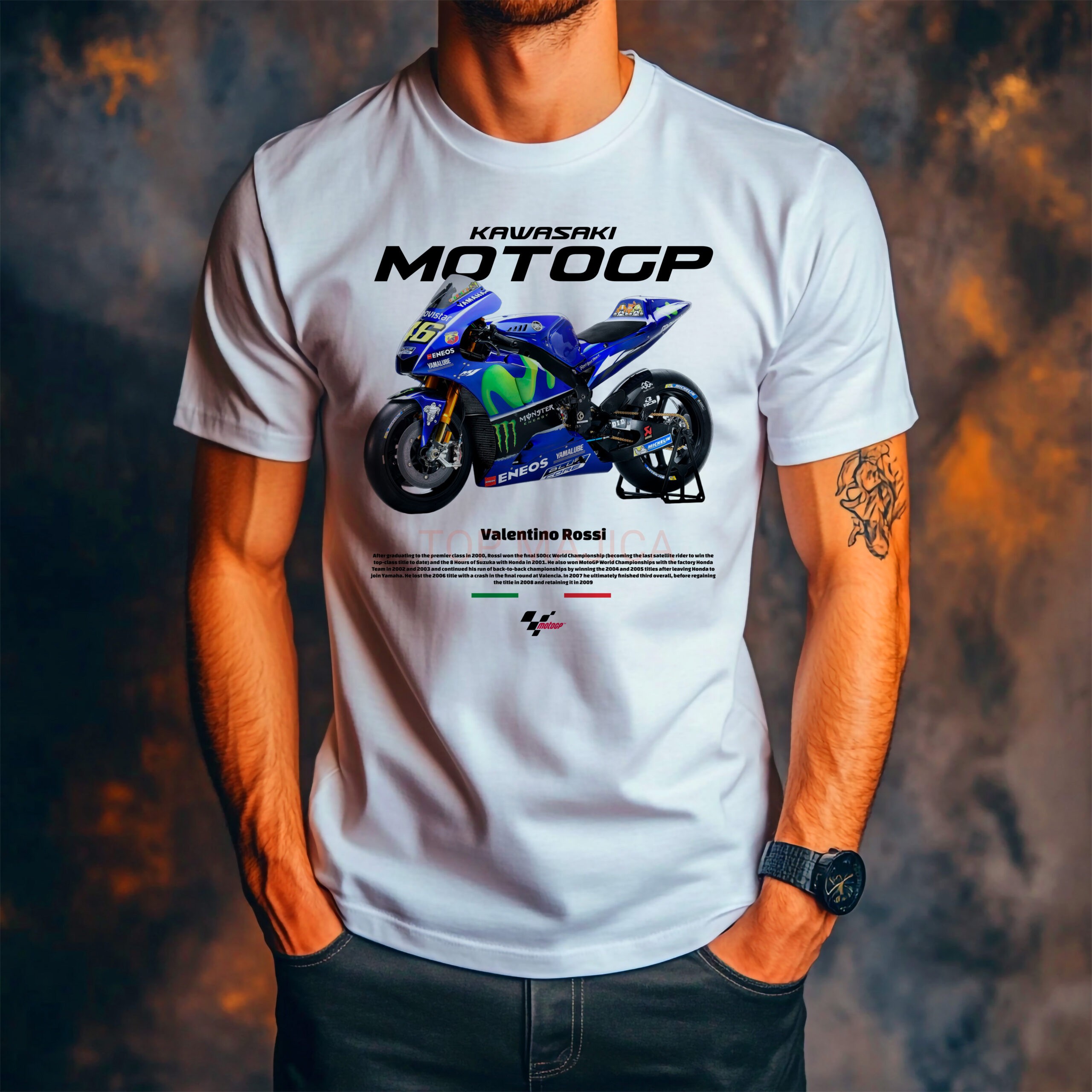 Kawasaki Moto GP - Rossi Motorcycles - Majica bela Kawasaki moto gp rossi majica scaled