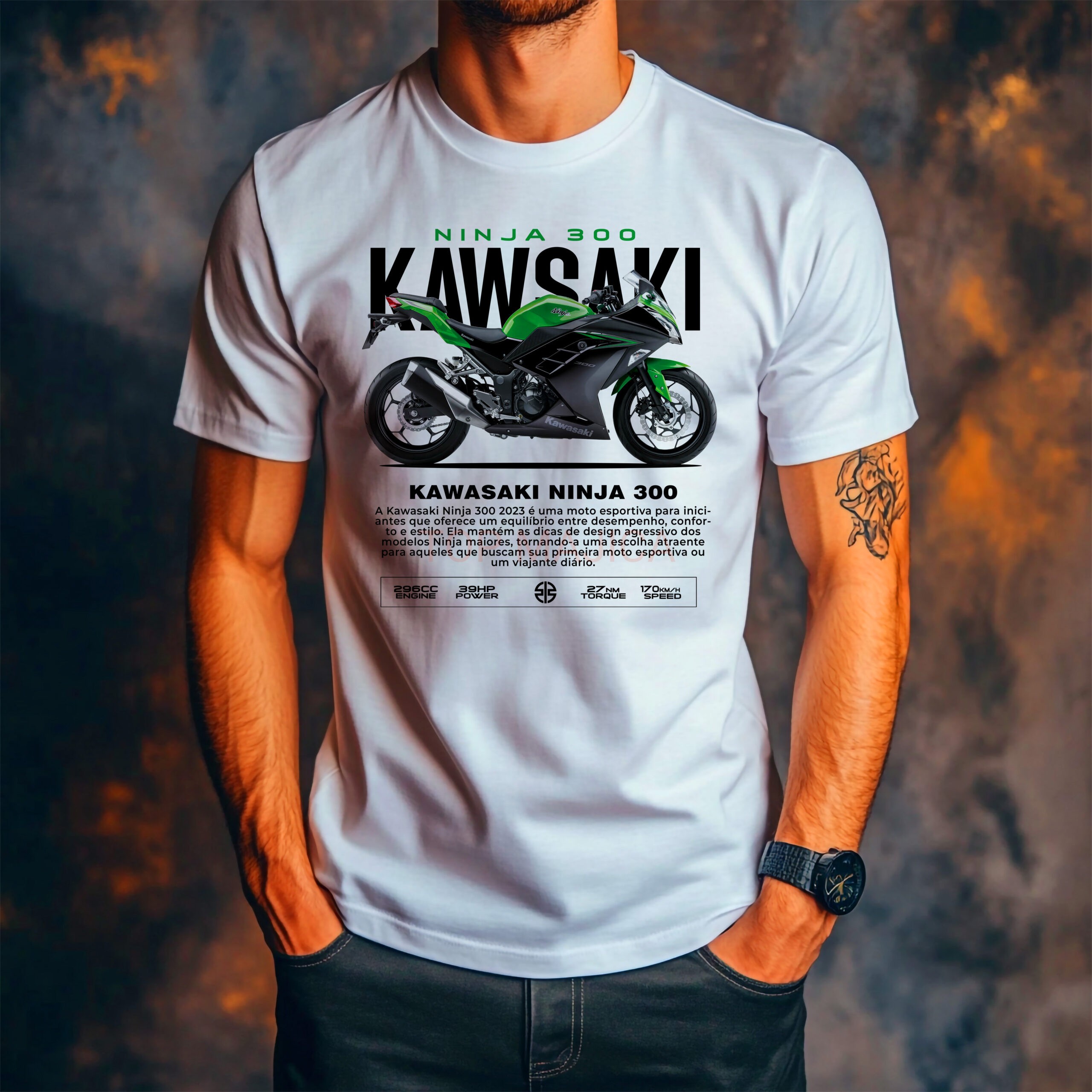 Kawasaki Ninja 300 - Majica bela Kawasaki ninja 300 majica bela scaled