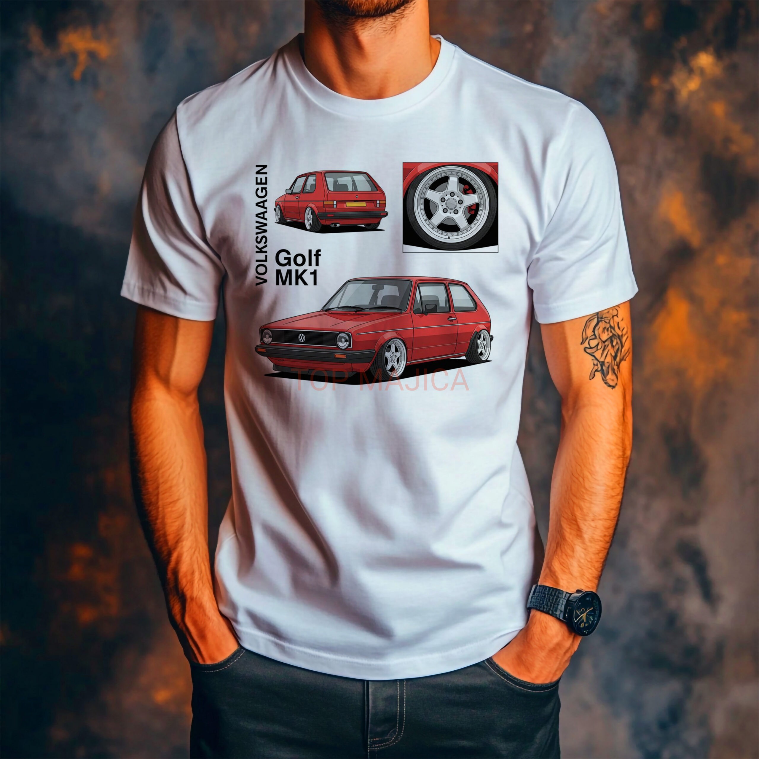 Volkswagen golf 1 majica bela Volkswagen Golf 1 - MK1 Red - Majica bela Volkswagen golf 1 majica bela scaled