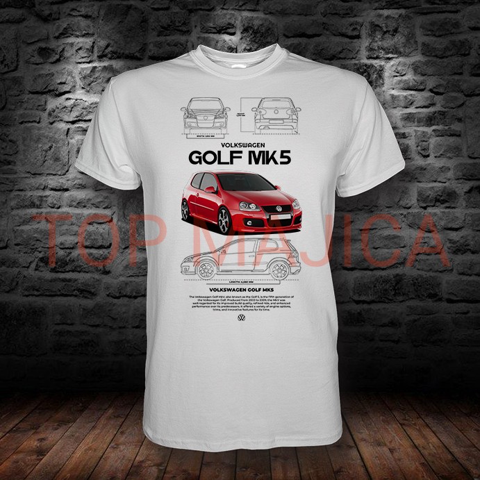 Volkswagen Golf 5 - MK5 Red - Majica bela Volkswagen golf5 MK5 majica