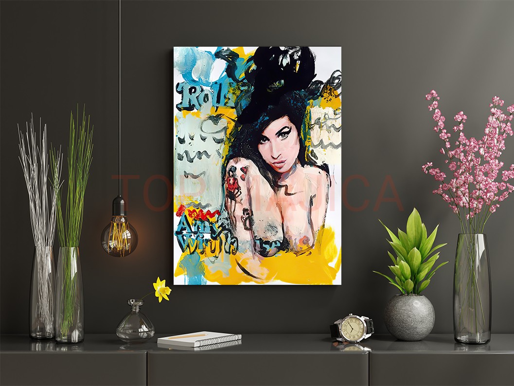 Mock up poster frame in children room,kids room,nursery mockup,b Amy Winehouse pop art - Slika amy winehpuse slika