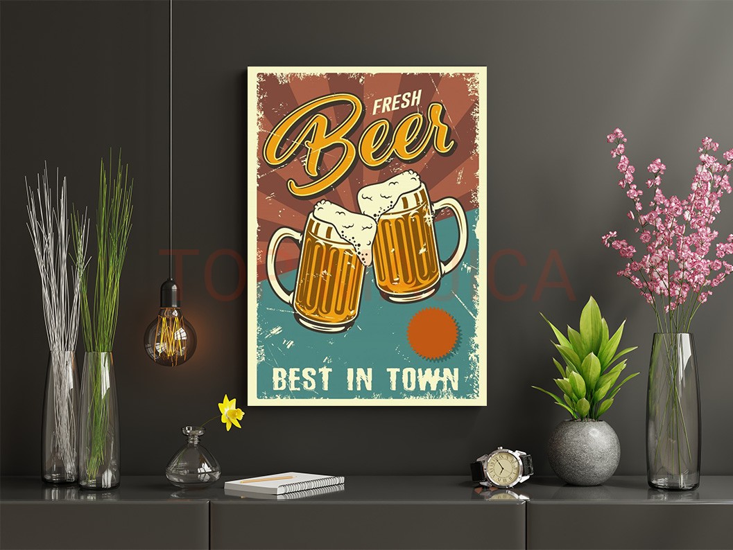 Mock up poster frame in children room,kids room,nursery mockup,b Frash beer best in town - Slika retro za vas kafic, pub, restoran itd beer best in town
