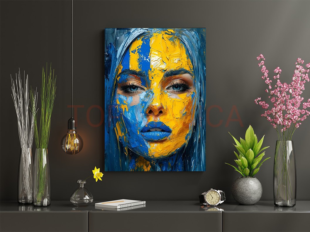 Mock up poster frame in children room,kids room,nursery mockup,b Art model 006 - Blue and yellow - Slika blue and yellow lady