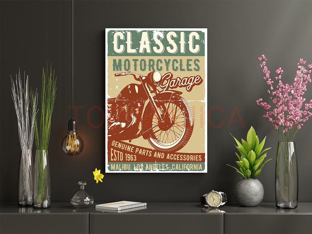 Mock up poster frame in children room,kids room,nursery mockup,b Motorcycles Classic Garage - Slika classic motorcycles Garage retro