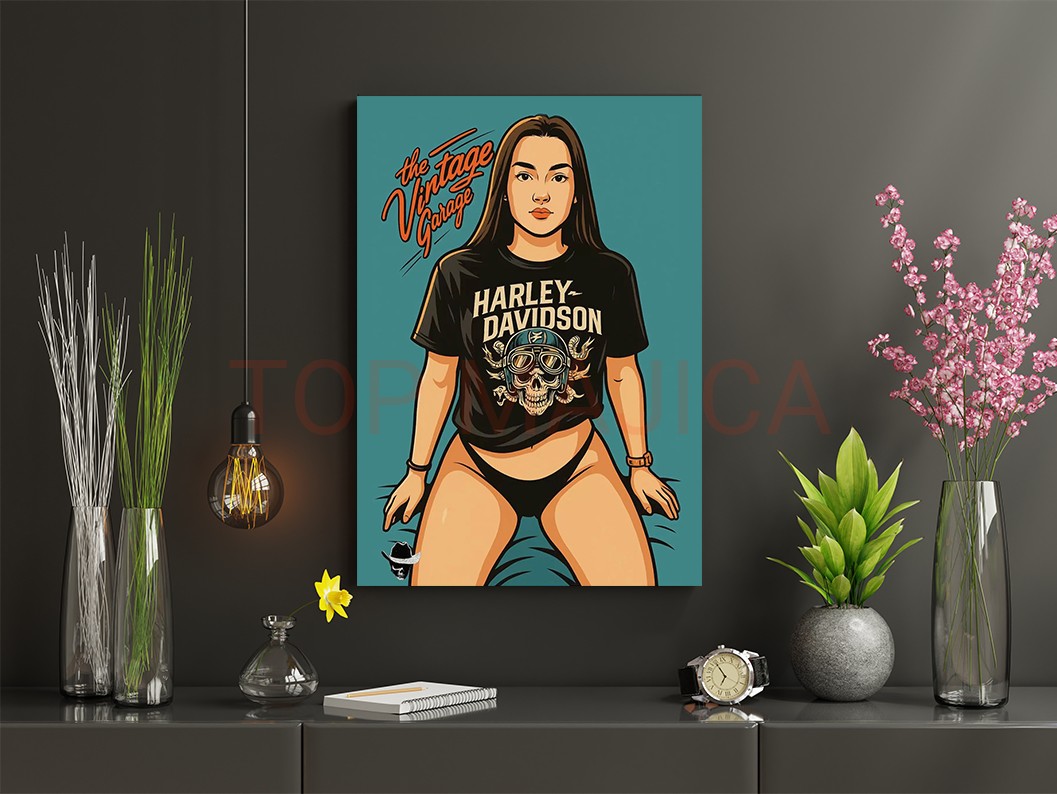Harley Davidson Lady - Slika harley davidson vintage slika