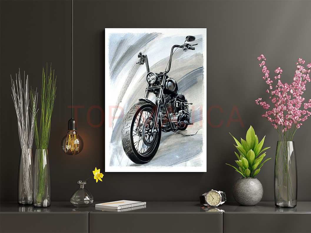 Mock up poster frame in children room,kids room,nursery mockup,b Harley Davidson retro painting - Slika harley retro painting