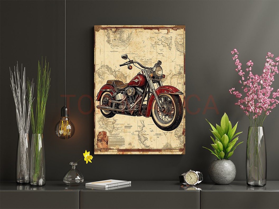 Mock up poster frame in children room,kids room,nursery mockup,b Harley Davidson retro map - Slika harli retro map top slika