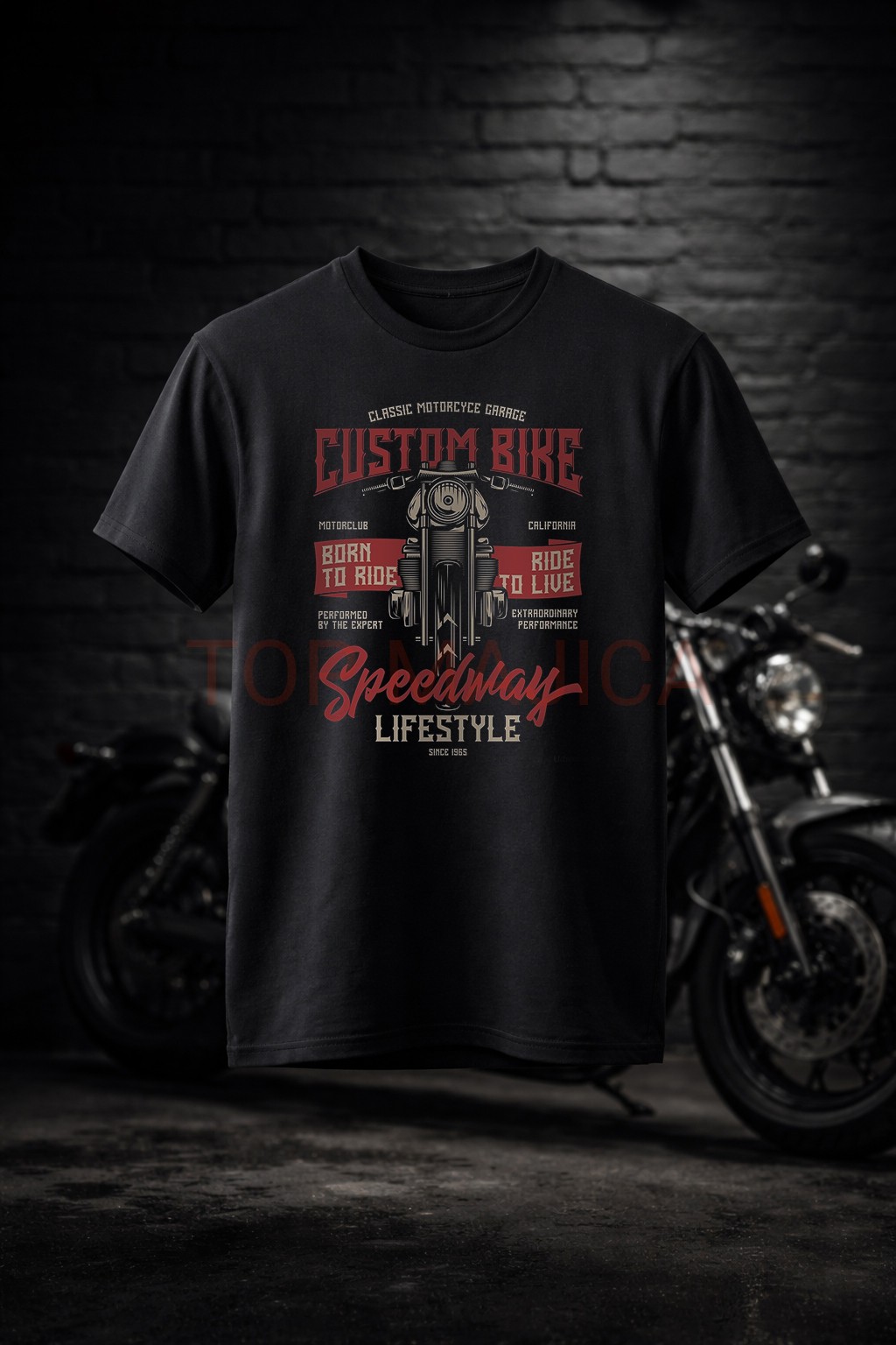 Custom Bike lifestyle - Majica crna moto lifestyle