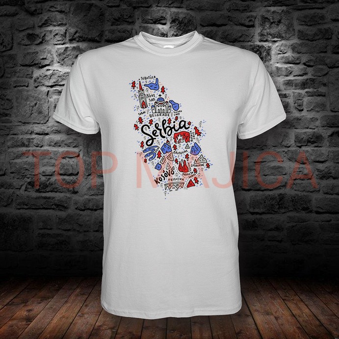 srbija muska majica Srbija map art srbija muska majica