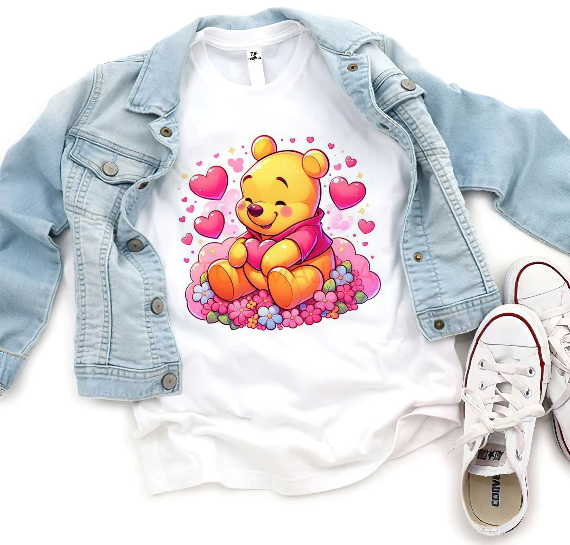 Winnie Pooh - Vini Pu srculenca - Majica bela winnie the pooh majica za decu
