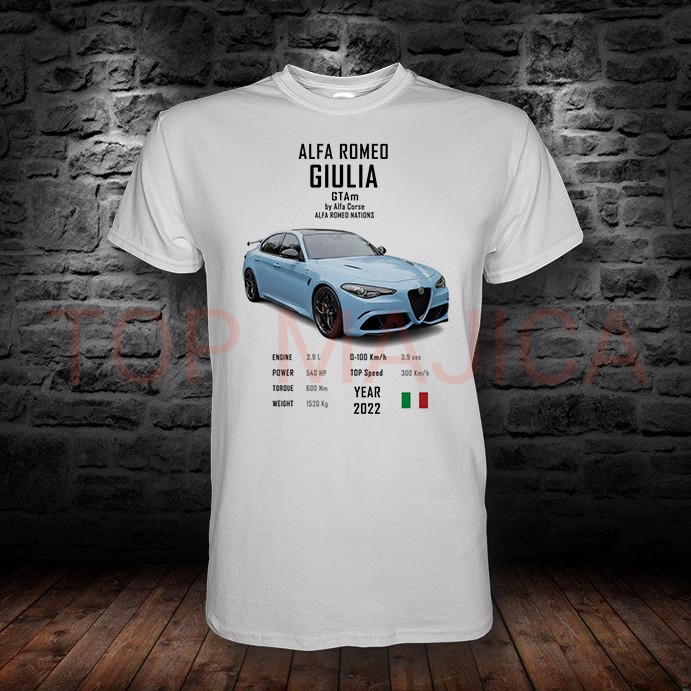 Alfa Romeo Giulia blue - Majica bela Alfa Romeo Giulia blue