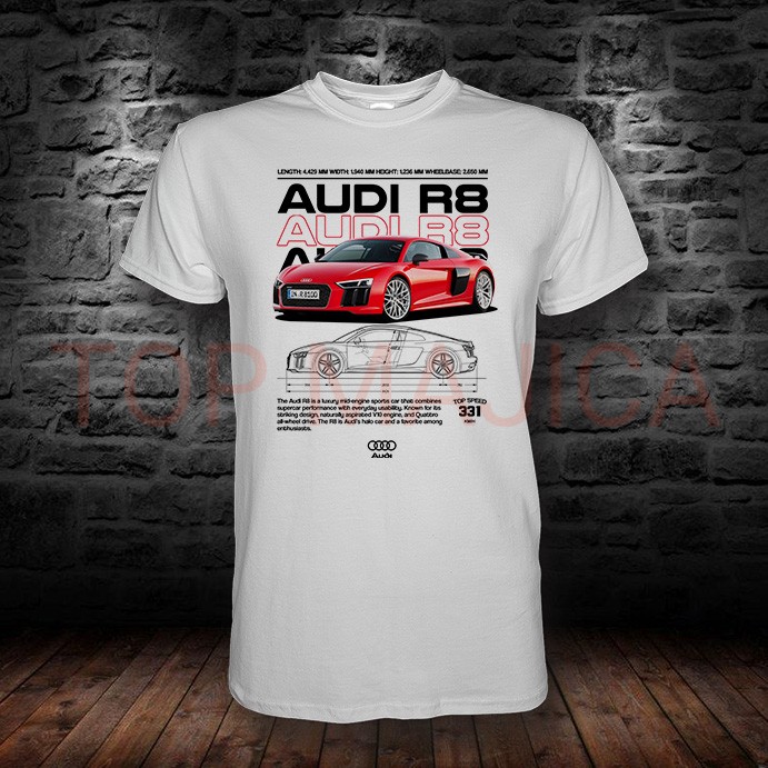 Audi R8 red - Majica bela Audi R8 red bela majica