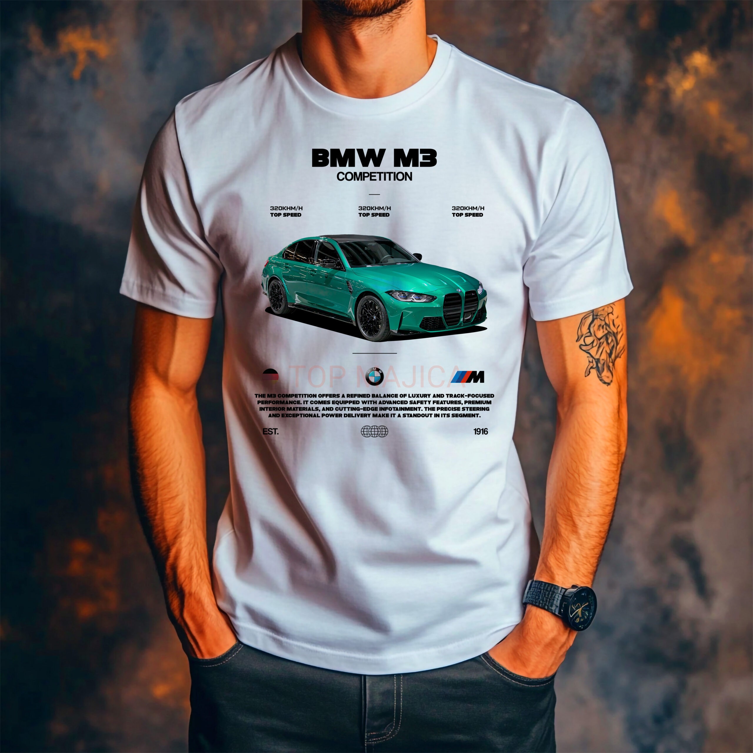 BMW M 3 competition bela BMW M3 competition green - Majica bela BMW M 3 competition bela scaled
