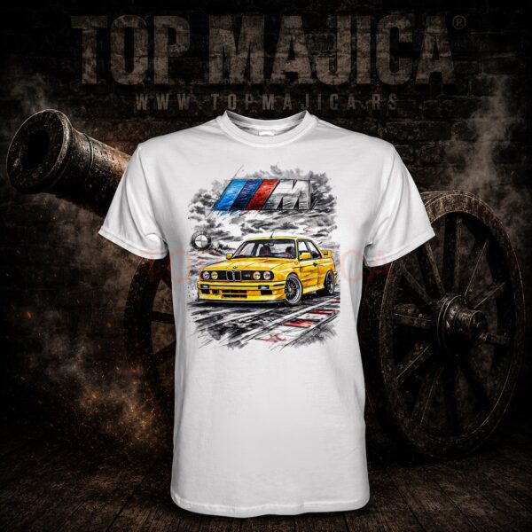 BMW M3 drawing art - Majica bela