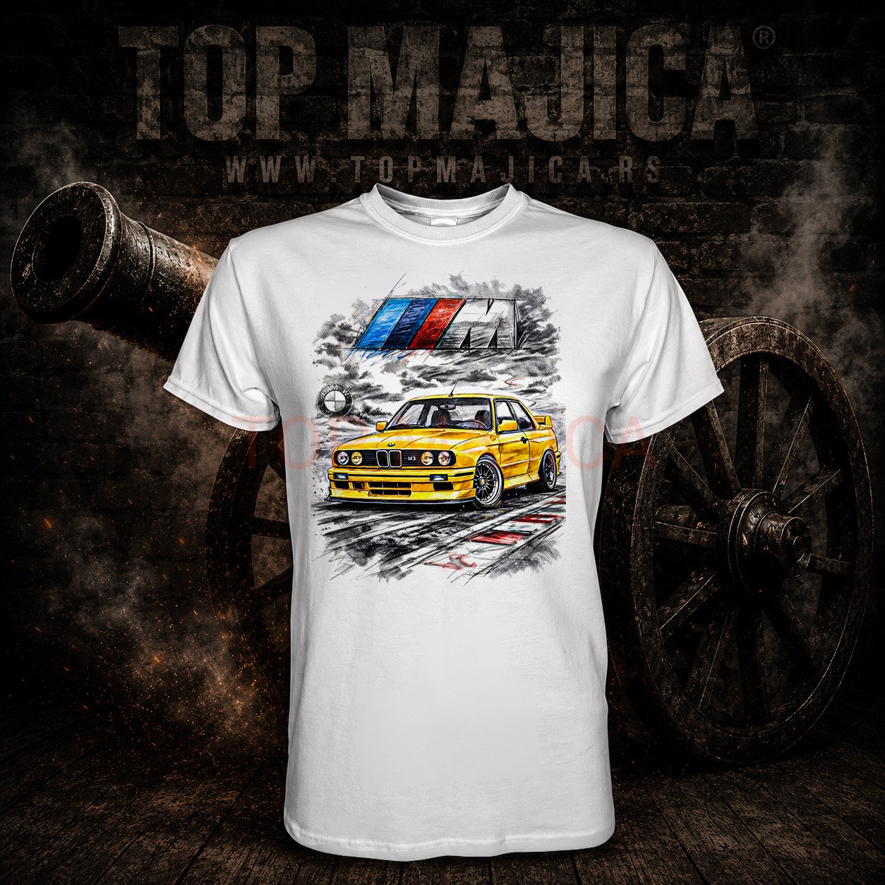 BMW M3 drawing art - Majica bela BMW M3 drawing majica bela 1 1