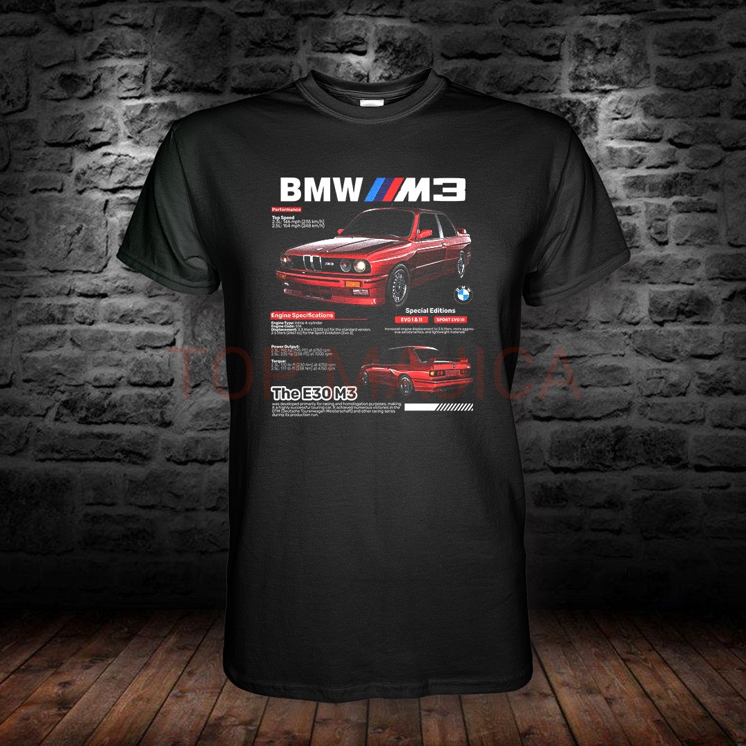 BMW e30 M3 red edt majica BMW E30 M3 red - Majica crna BMW e30 M3 red edt majica
