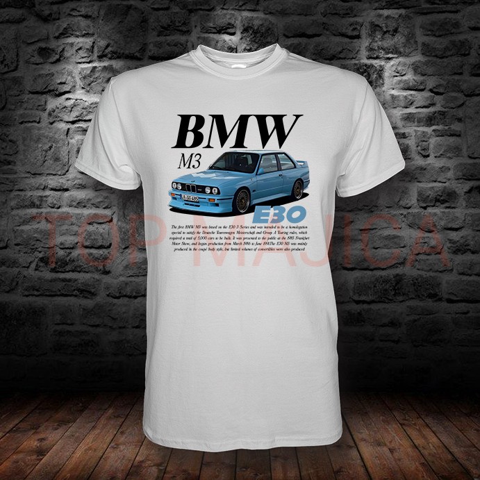 BMw e30 M3 bela BMW E30 M3 blue - Majica bela BMw e30 M3 bela