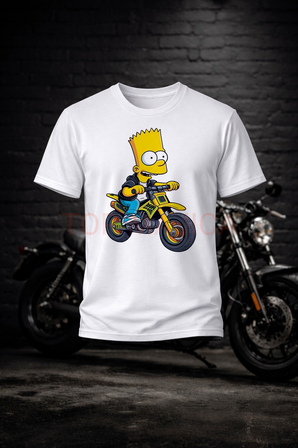 Bart Motorcycles - Majica bela Bart moto