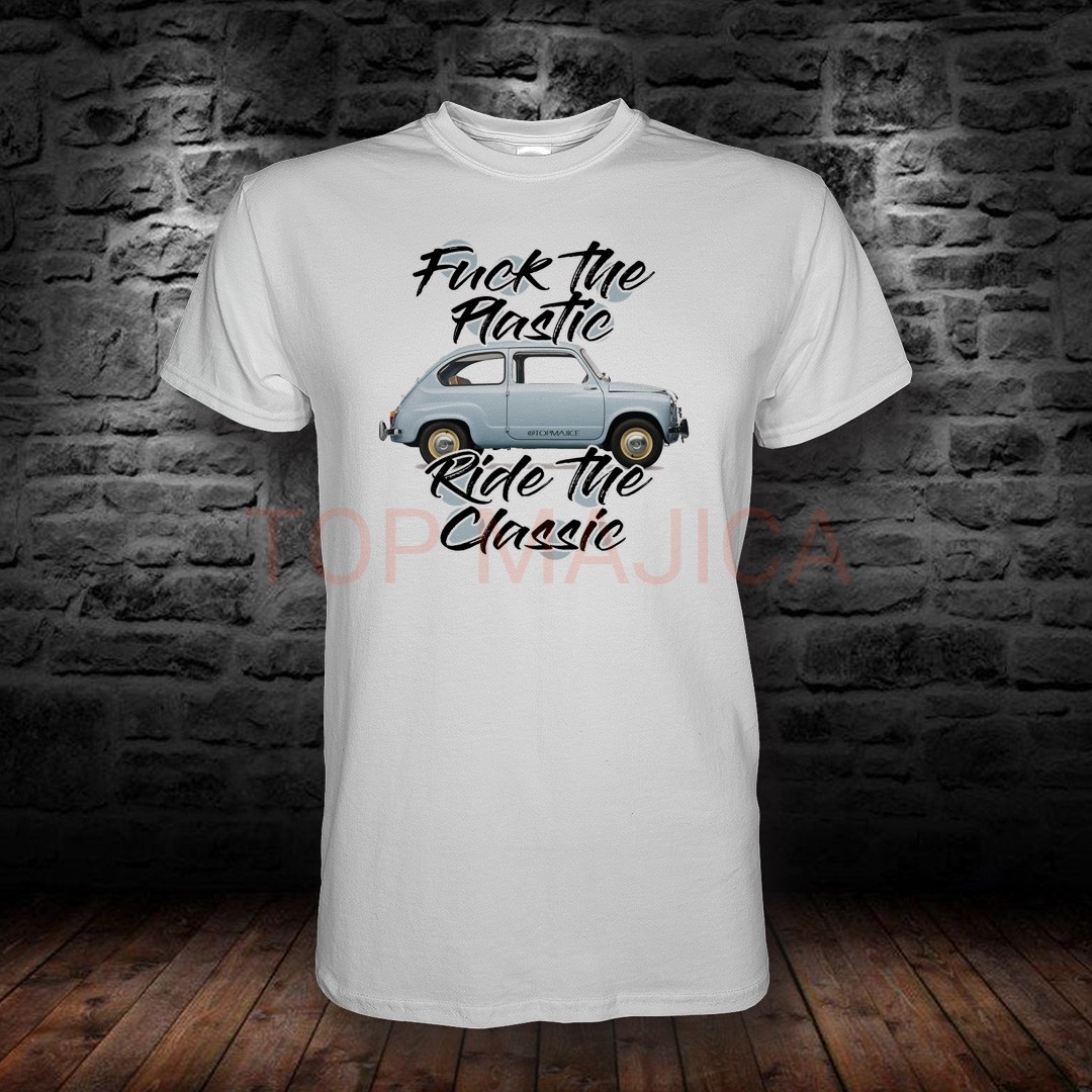 Fica - Fuck the plastic - Majica bela FICA KLASIK