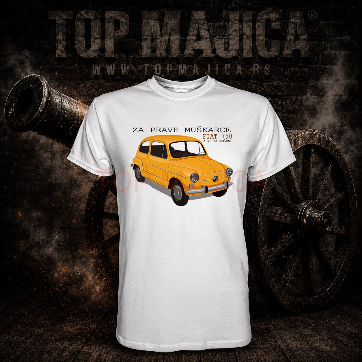 Fiat 750 za prave muskarce - Majica bela Fiat 750 za prave muskarce majica