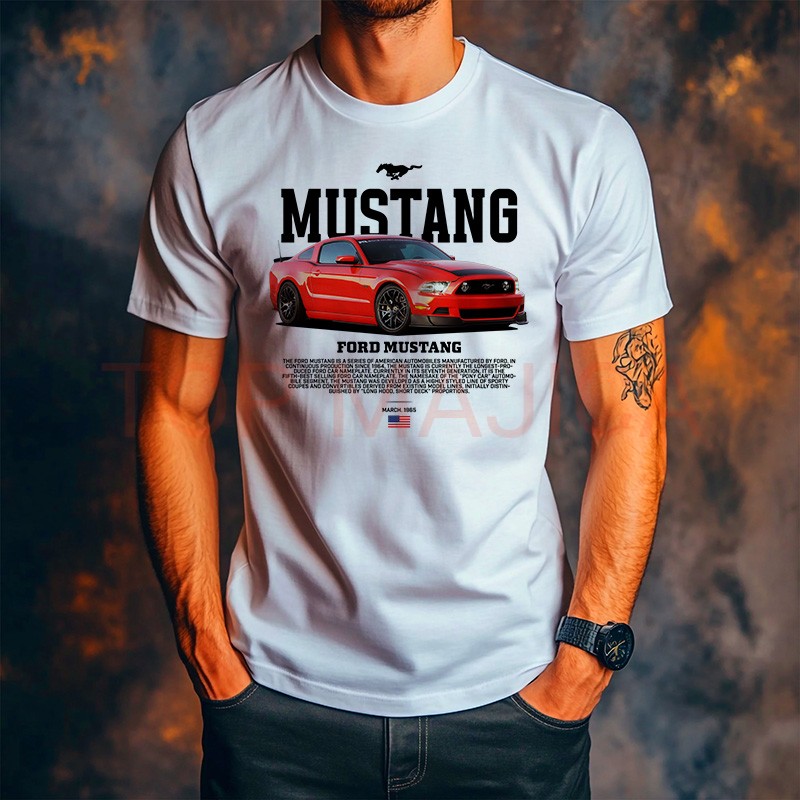 Ford Mustang USA red - Majica bela Ford Mustang USA majica