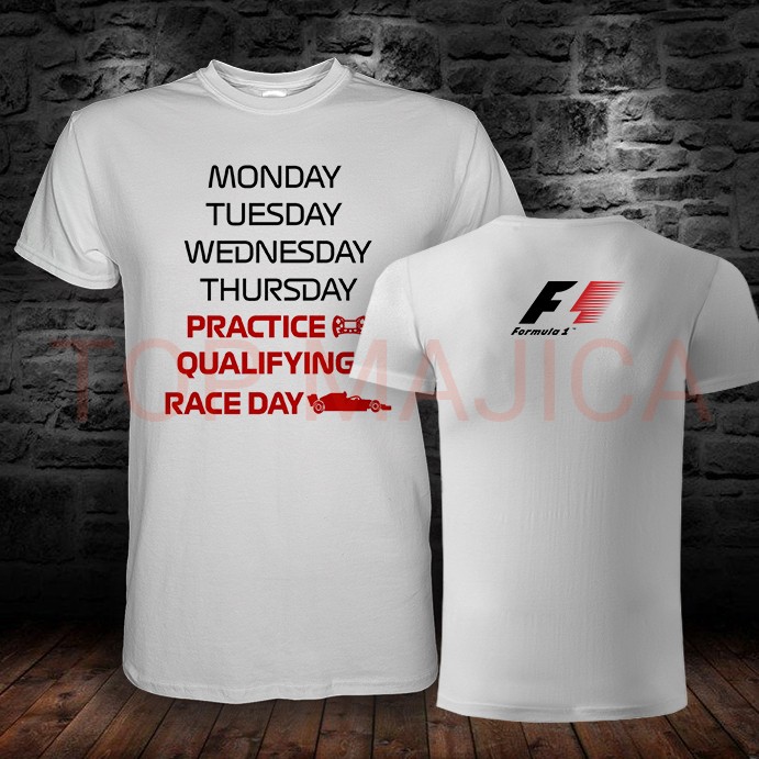 Formula 1 schedule - Majica bela obostrano Formula 1 Schedule majica