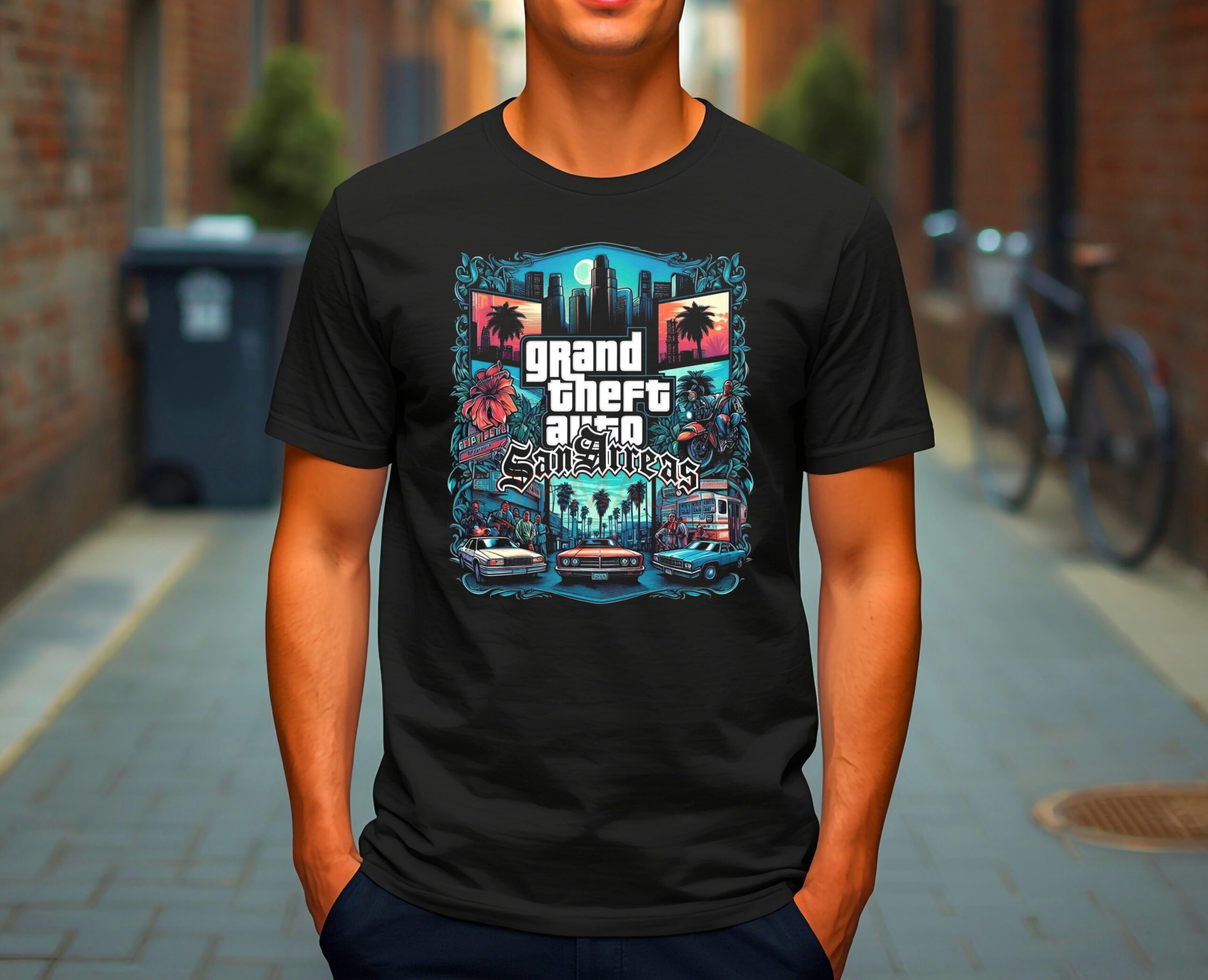 GTA San Andreas cars - Majica crna GTA San Andreas cars scaled