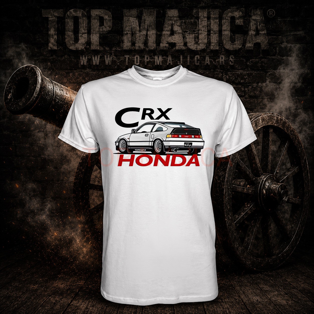 Honda CRX top majica Honda CRX - Majica bela Honda CRX top majica