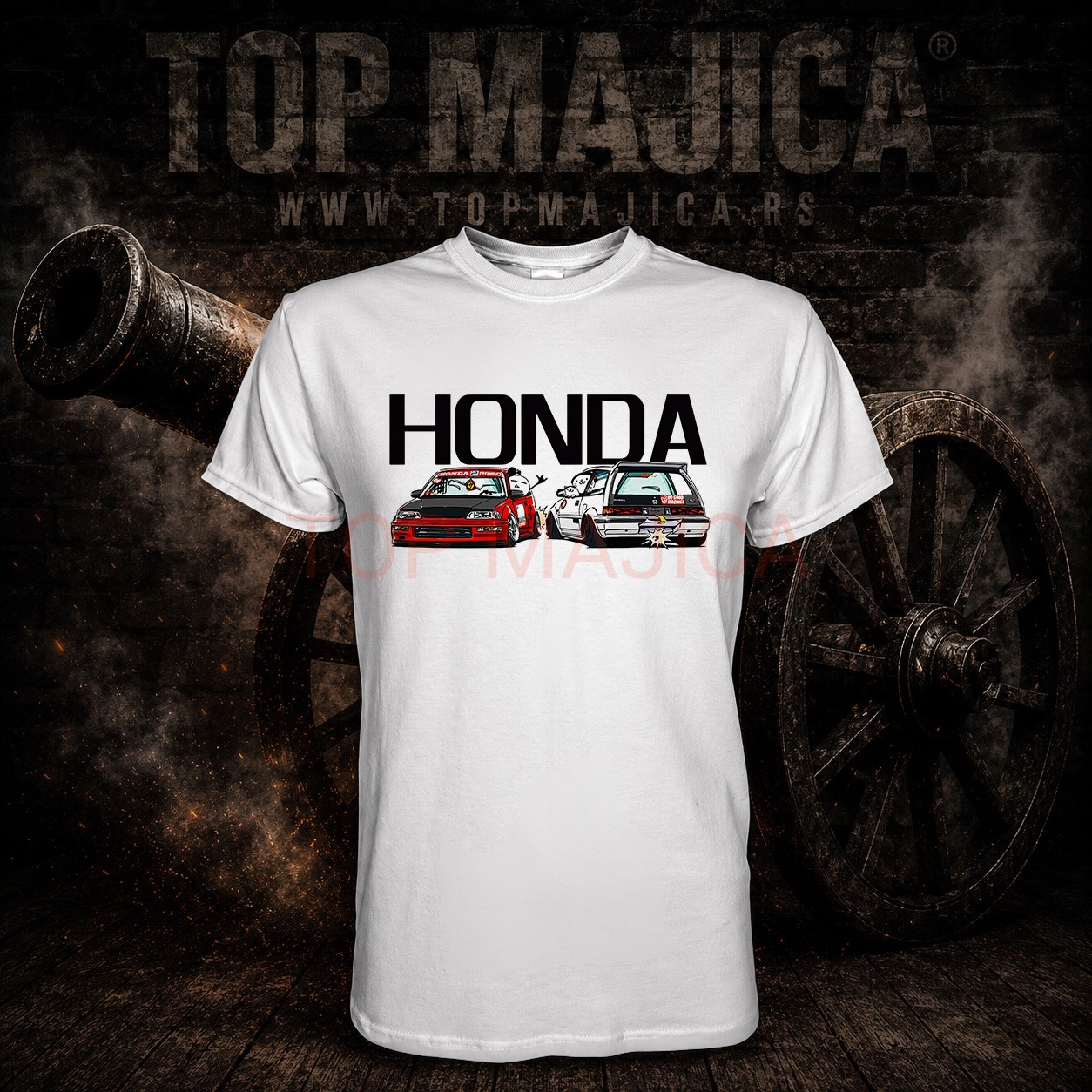 Honda cartoon - Majica bela Honda cartoon majica bela