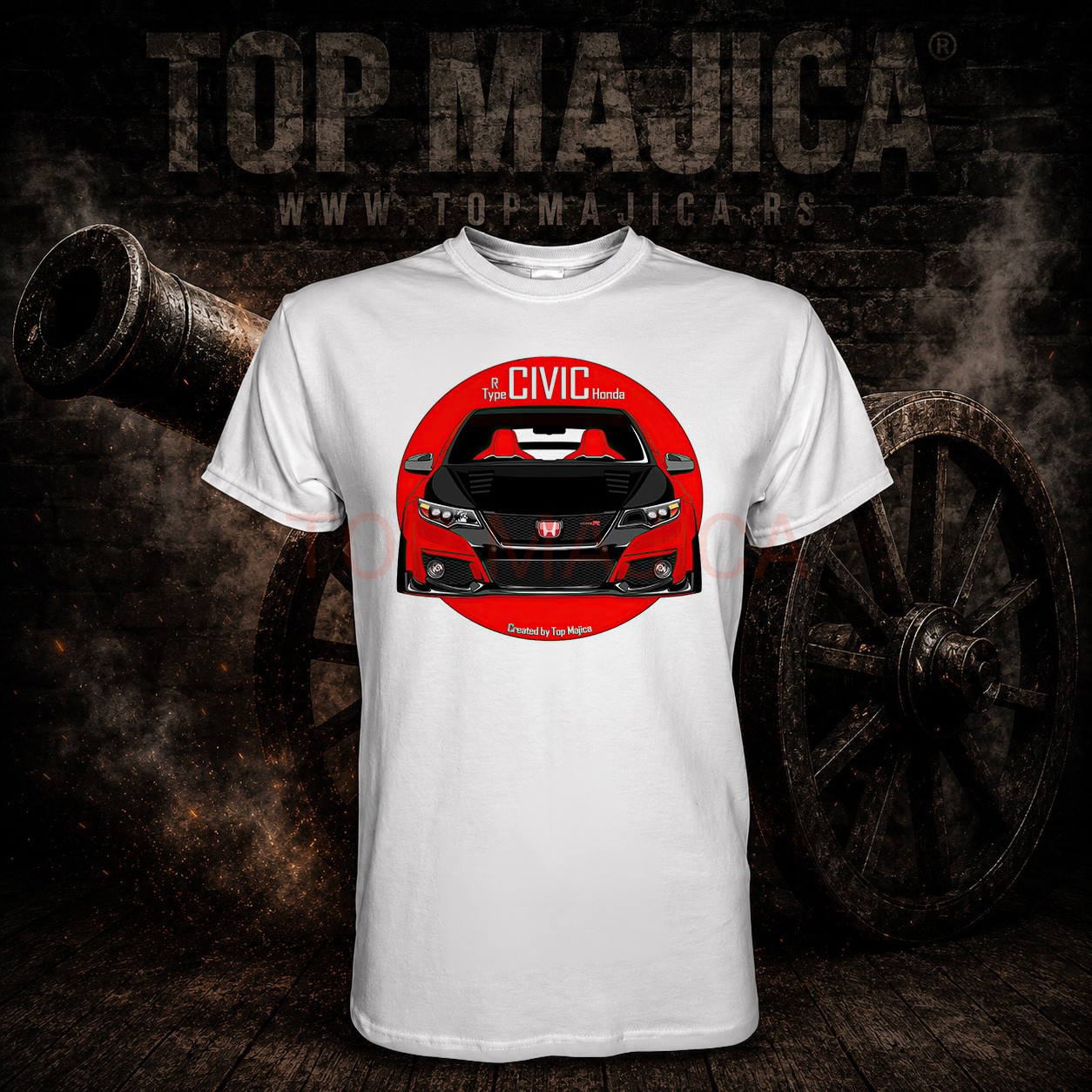 Honda Civic black Type R - Majica bela Honda civic type R majica bela