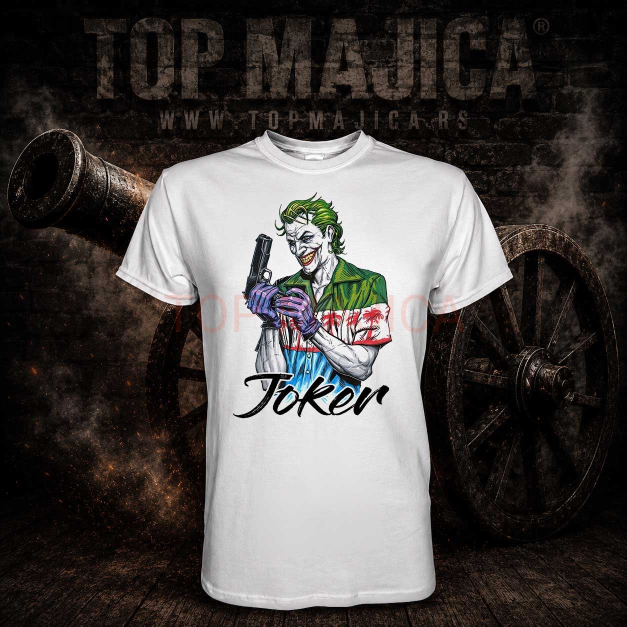 Joker gun majica Joker gun - Majica bela Joker gun majica