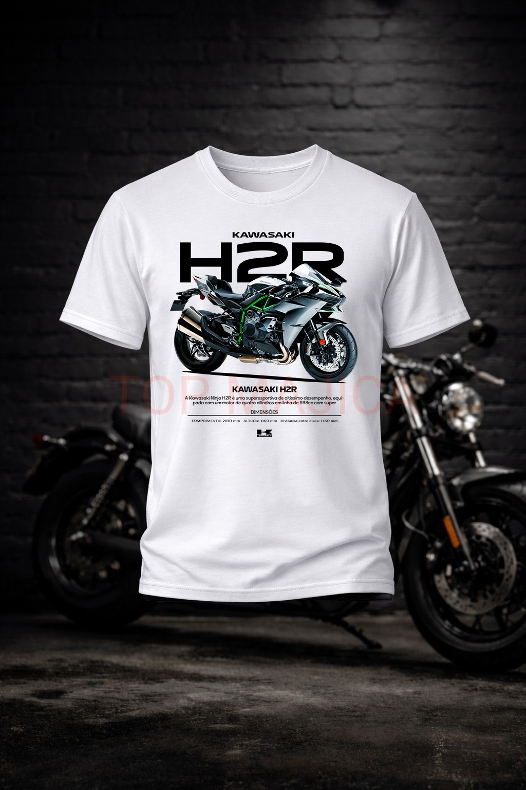 Kawasaki Ninja H2R - Majica bela Kawasaki H2R majica