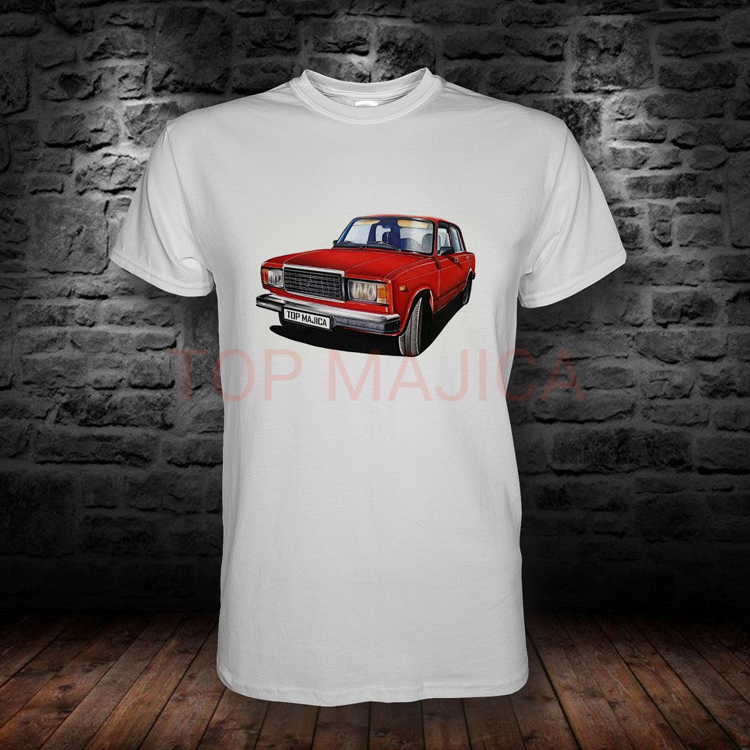 LADA crvena Lada classic red - Majica bela LADA crvena