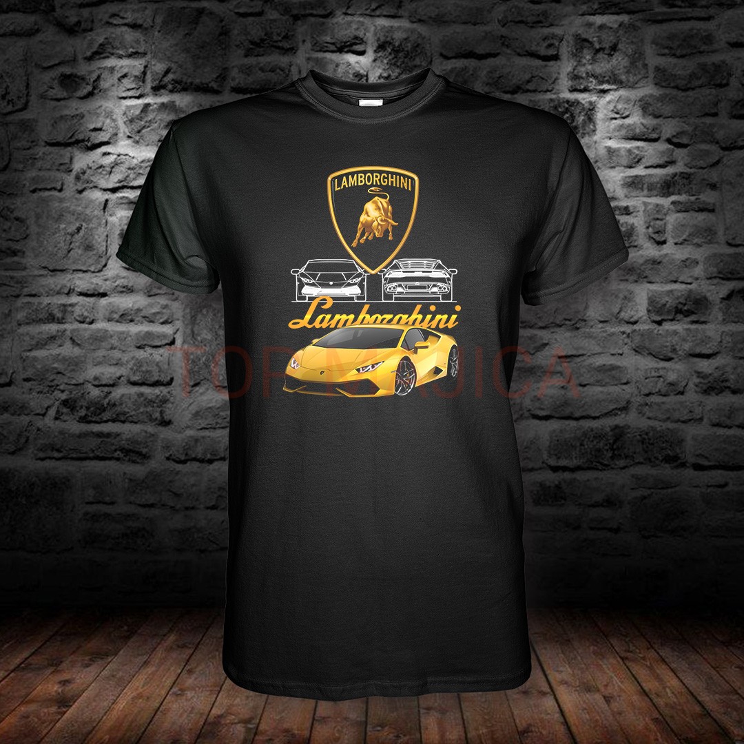 Lamborgini majica crna Lamborghini Huracan yellow - Majica crna Lamborgini majica crna