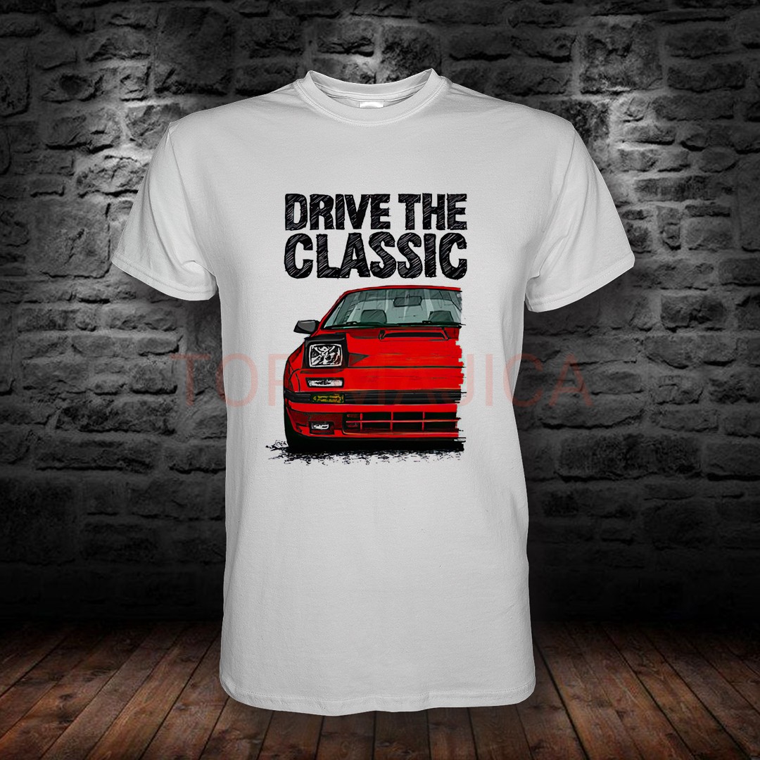 MAZDA RX7 TURBO MAJICA Mazda RX7 Drive the classic - Majica bela MAZDA RX7 TURBO MAJICA