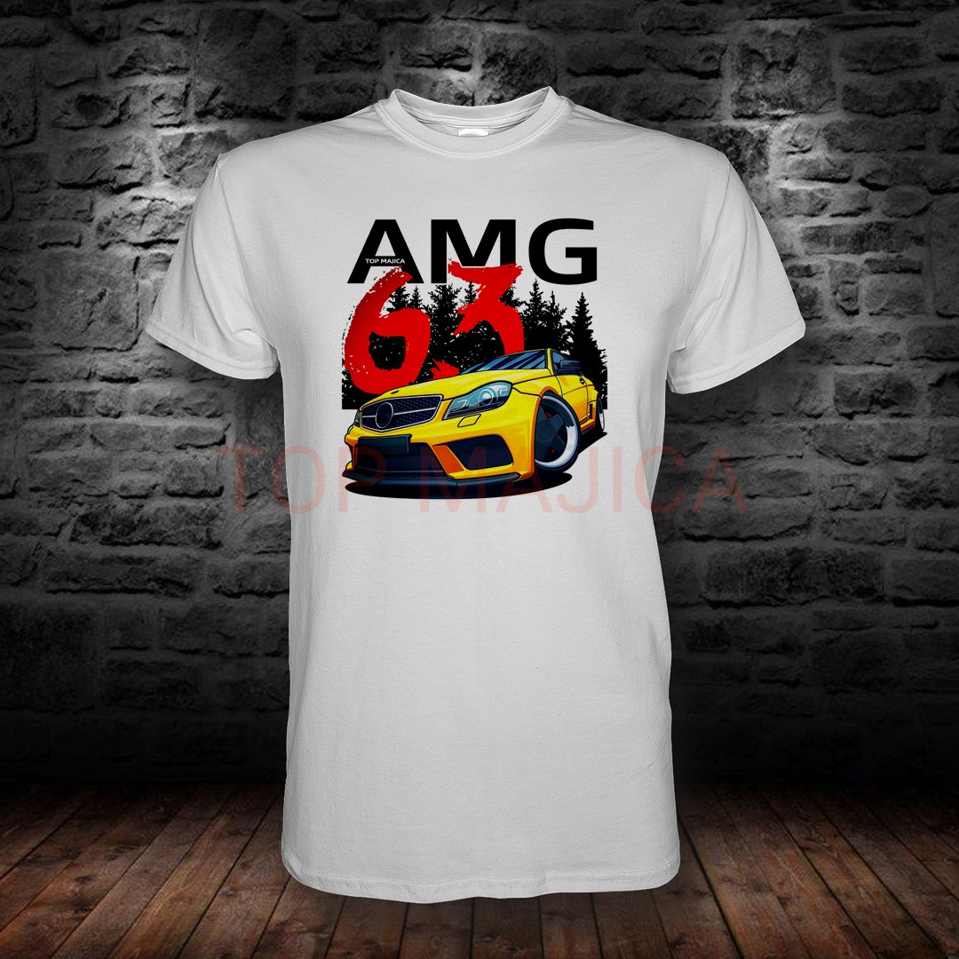 Mercedes AMG C63 yellow - Majica bela MERCEDES AMG C63 BELA