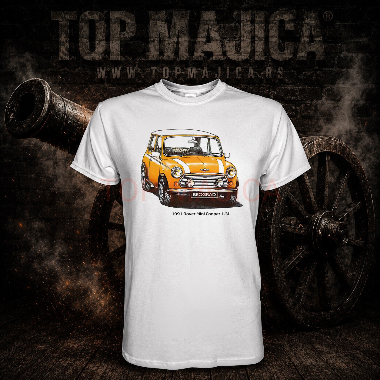 Mini Morris Cooper 1.3l 1991 yellow mjaica Mini Morris Cooper 1.3l 1991 - Majica bela Mini Morris Cooper 1.3l 1991 yellow mjaica