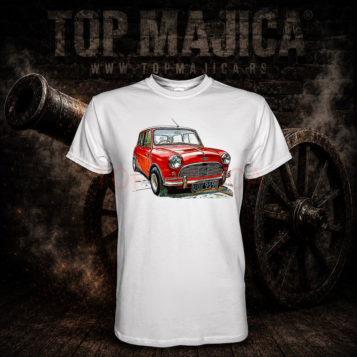 Mini Morris red art majica novo Mini Morris art - Majica bela Mini Morris red art majica novo