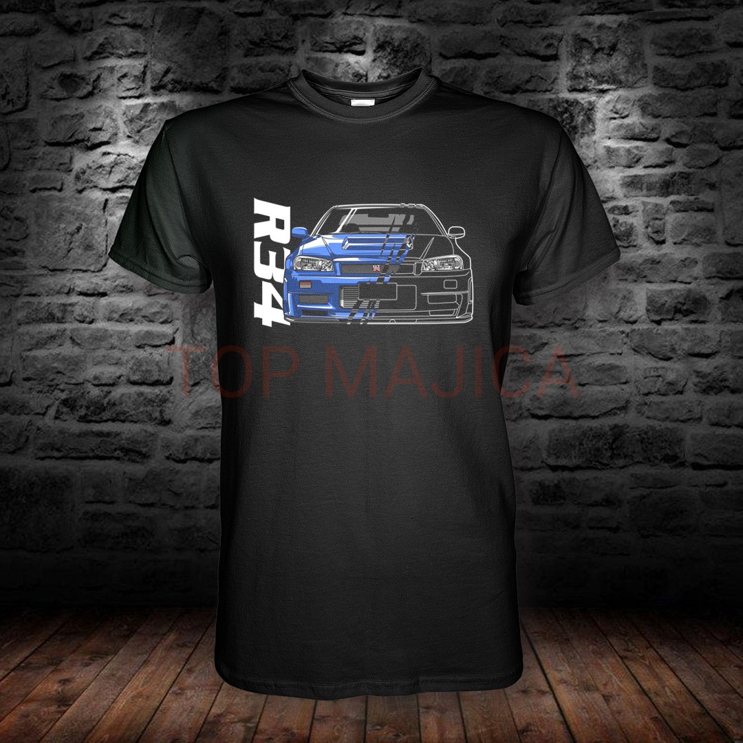 Nissan GT R34 blue - Majica crna NISSAN GT R 34 BLK