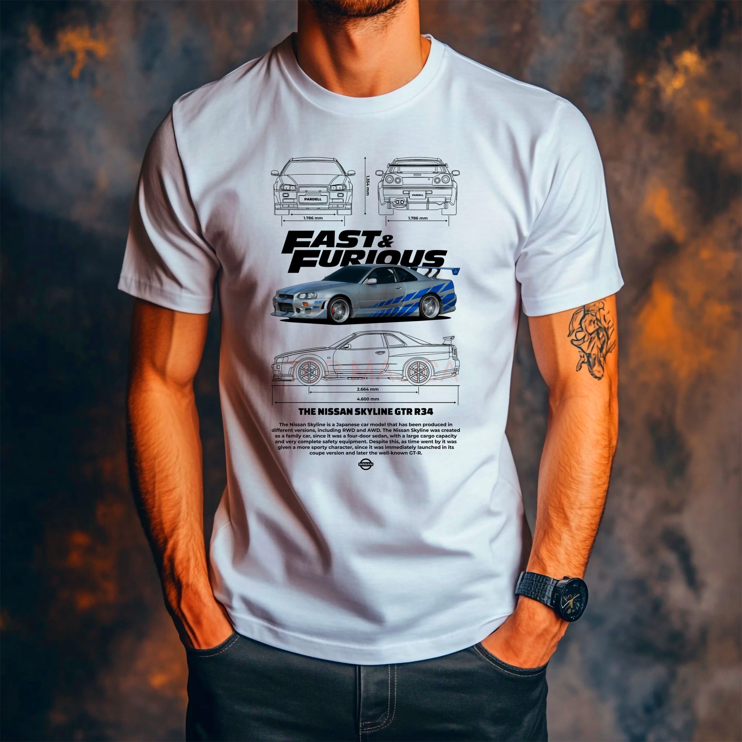 Nissan - Fast and Furious - Majica bela Nissan fast scaled