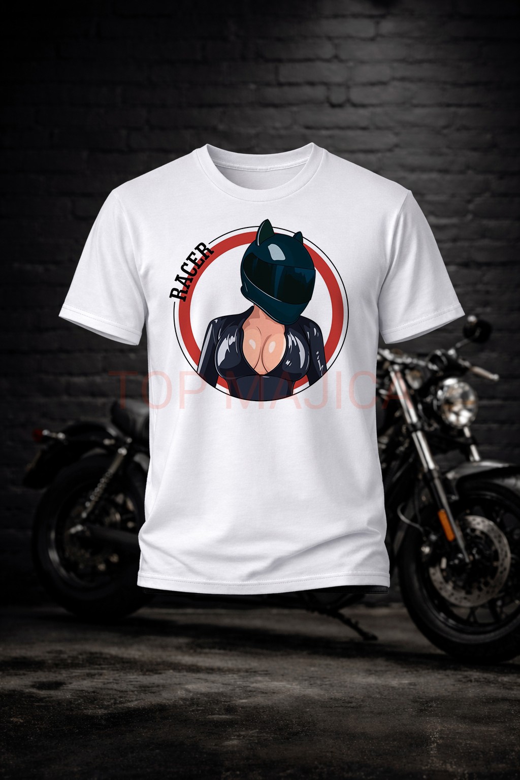Racer majica Racer Girl - Majica bela Racer majica