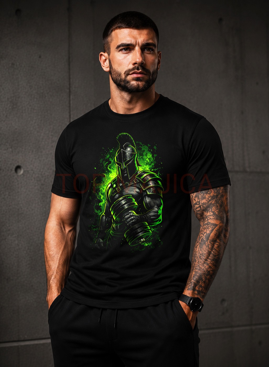 Spartan green edition - Gym majica crna Spartan green edition gym majica