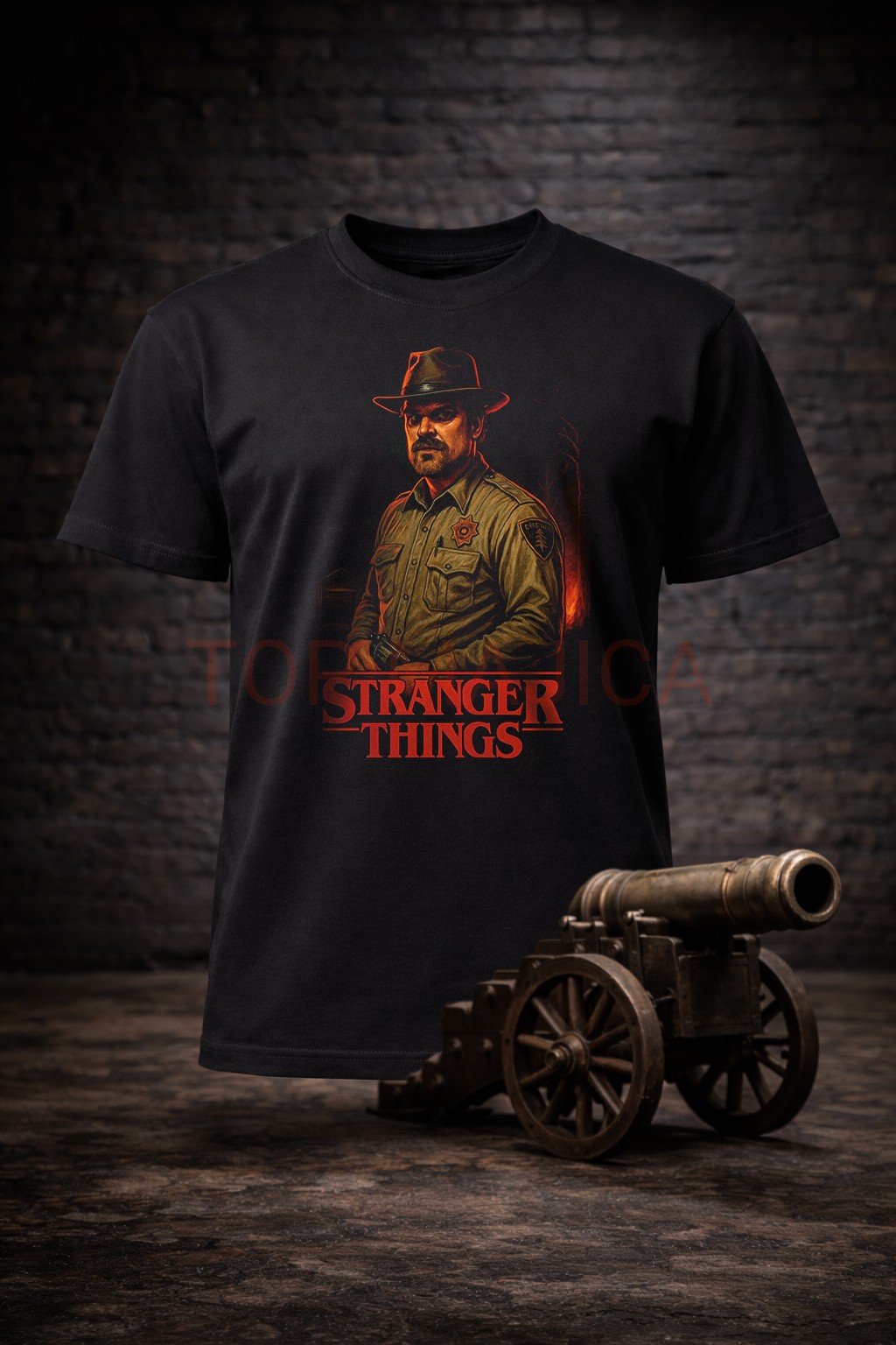Stranger Things Hopper majica Stranger Things Hopper - Majica crna Stranger Things Hopper majica