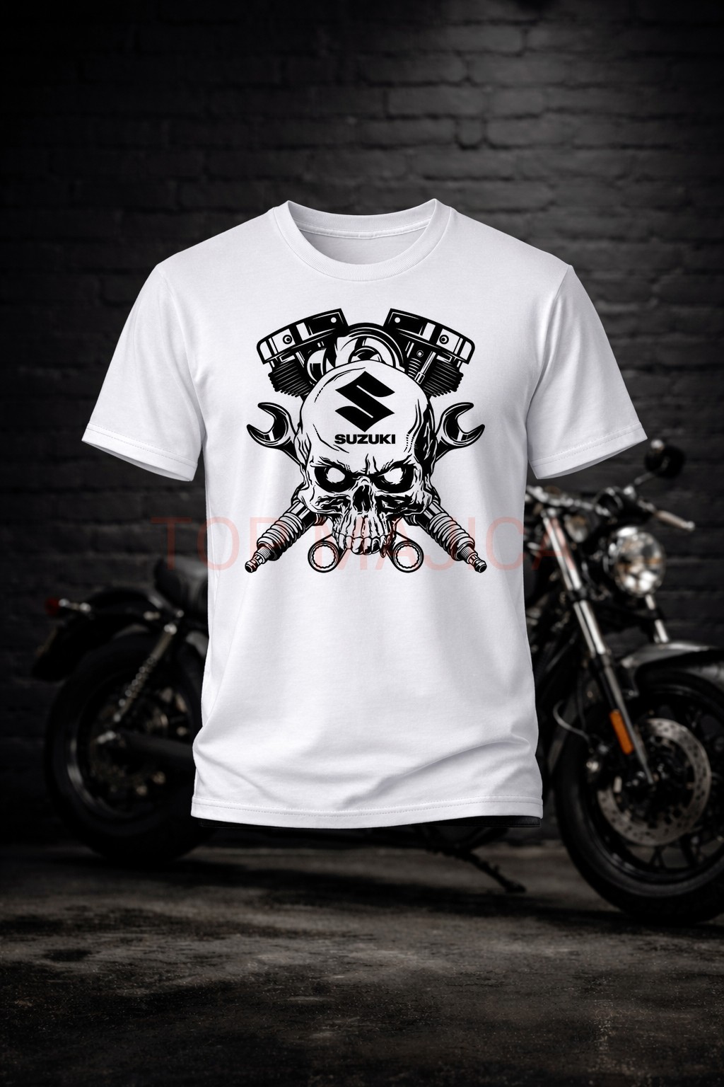Suzuki skull Suzuki skull logo - Majica bela Suzuki skull