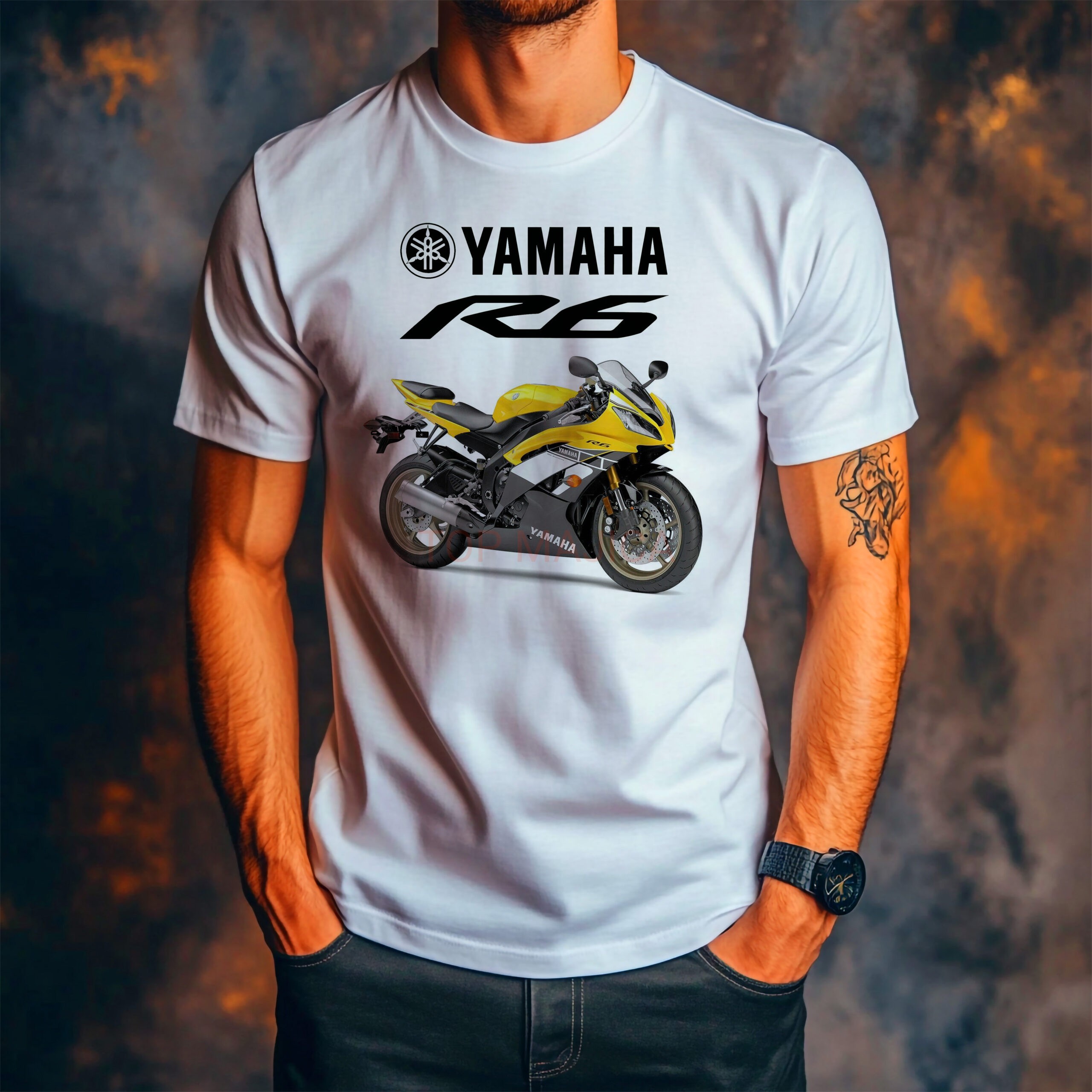 Yamaha R6 yellow Yamaha R6 yellow - Majica bela Yamaha R6 yellow scaled