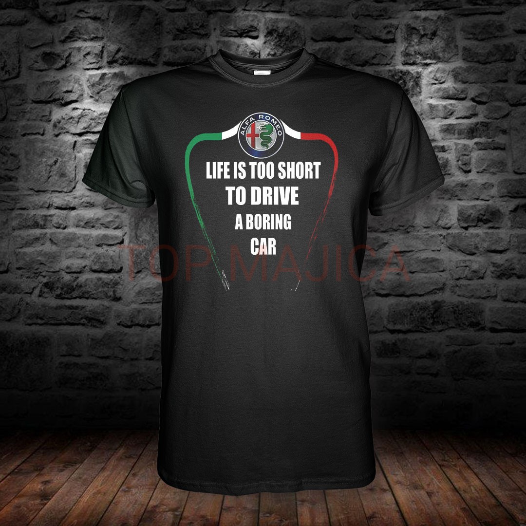 Alfa Romeo - Life is too short - Majica u crnoj boji alfa life is too short