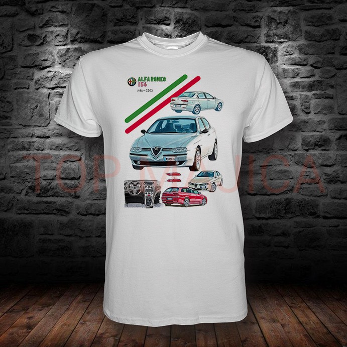 Alfa Romeo 156 retro - 1996-2003 - Majica u beloj boji alfa romeo 156 retro majica